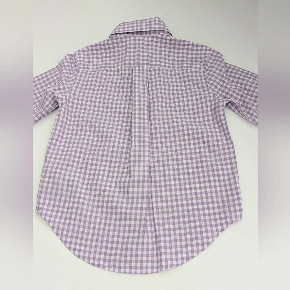 Ralph Lauren Boys' (Size 3/3T) Purple/Lavender & White Gingham Button-Down Shirt